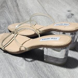 Steve Madden Issy Clear Vinyl Mules With Clear Block Heels Size 7.5
